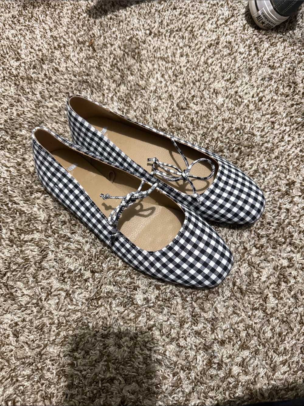 Report Black & White Gingham Tie-Strap Ballet Flats